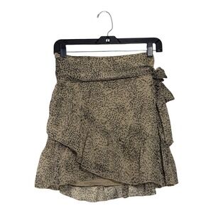 Neo Noir Chic Bohemian Chrissy Printed Skirt Leopard Ruffle Wrap Mini Skirt XS